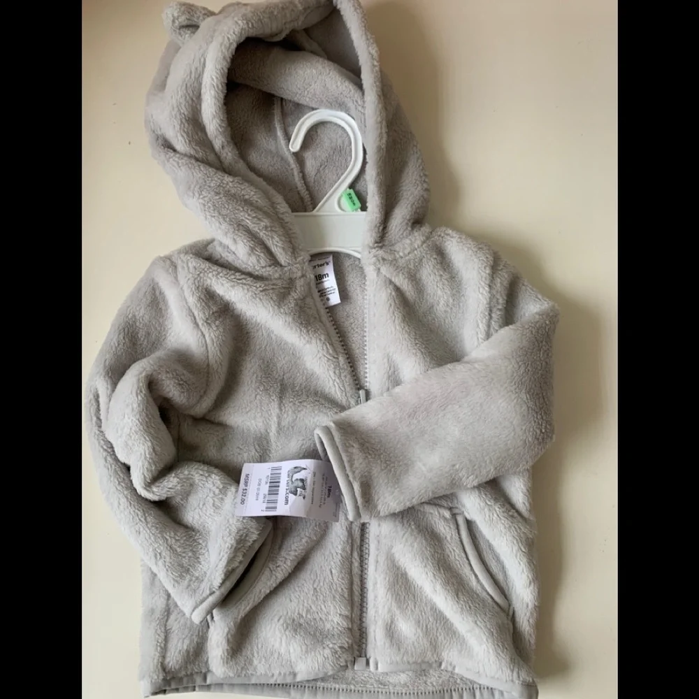 Carters Girls Gray Plush Hoodie Jacket - Picture 1 of 5